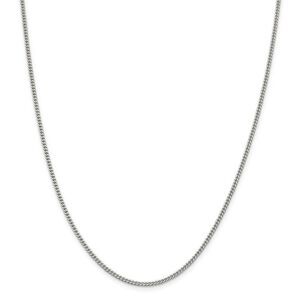 2mm Sterling Silver, Solid Curb Chain Necklace, 18 Inch